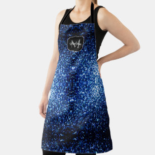 Tablier Bleu foncé foncé brillant parties scintillant scin