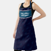 tablier bleu foncé moderne avec nom du chef (Insitu)