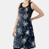 Tablier Bleu foncé simple avec flocons de neige (Insitu)