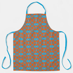 Tablier Bleu Gris Orange Ombré Géométrique Art Abstrait