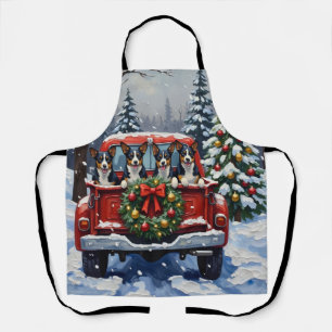 Tablier Bleu Heeler Noël Camion Rouge Fêtes