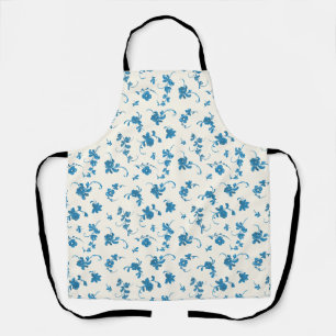 Tablier Bleu Ivoire Rococo Élégant Floral 