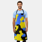 Tablier Bleu Jaune Noir Conception abstraite (Porté)