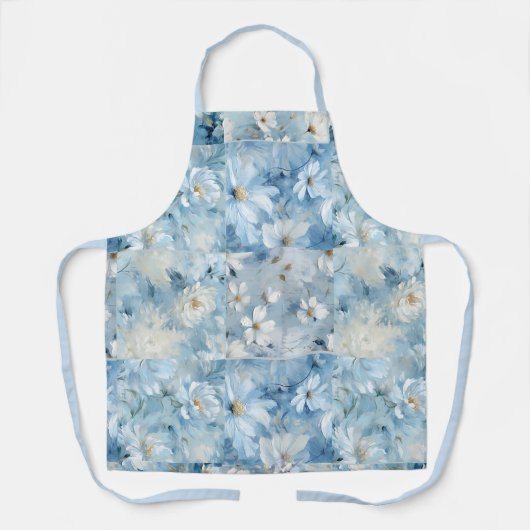 Tablier Bleu marguerite florale (Recto)