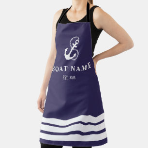 Tablier Bleu marine ancre nautique et rayures