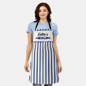 Tablier Bleu marine rayé sur mesure (Porté)