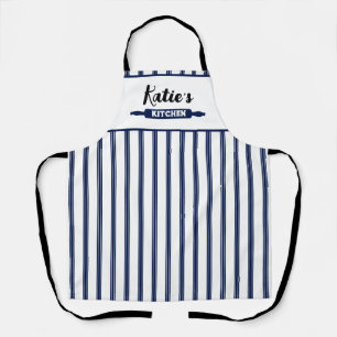 Tablier Bleu marine rayé sur mesure