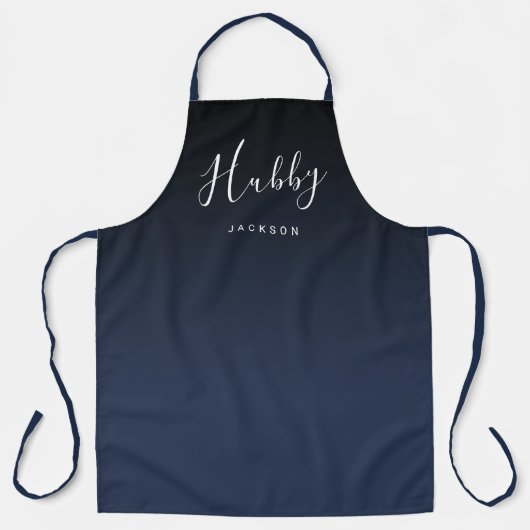 Tablier Bleu marine simple personnalisation hubby (Recto)