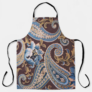 Tablier Bleu Marron Vintage Paisley Nouveau