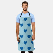 Tablier Bleu mignon simple Motif de coeur (Porté)