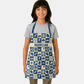 Tablier Bleu moderne À damiers Icônes Motif Garçon's (Insitu)