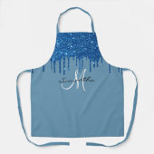 Tablier Bleu Monogramme Parties scintillant gouttes métall (Recto)