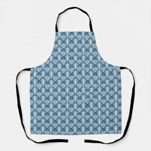 Tablier Bleu motif à rayures verticales avec coeur rétro e
