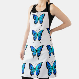 Tablier bleu Motif Papillon