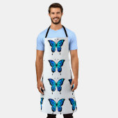 Tablier bleu Motif Papillon (Porté)