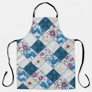 Tablier Bleu motif rustique à la mode de déchirures de ti