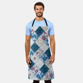 Tablier Bleu motif rustique à la mode de déchirures de ti (Porté)
