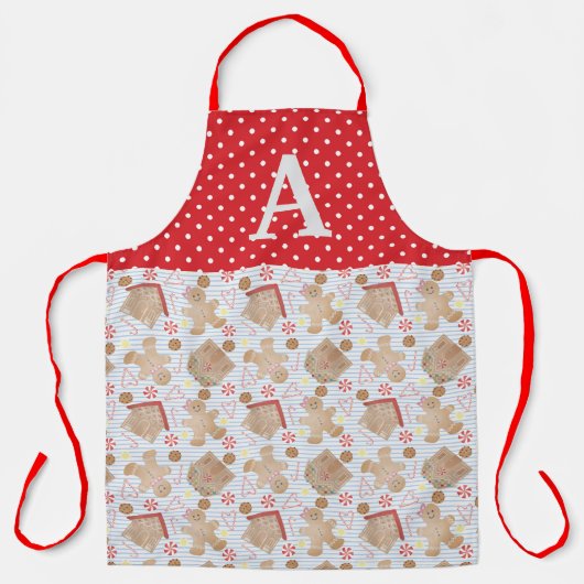 Tablier Bleu Noël Cookies Apron, Grand Apron (Recto)