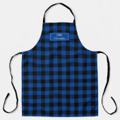 Tablier Bleu noir bison Plaid bûcheron personnalisé (Recto)