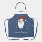 Tablier bleu nuit et Père Noël (Recto)