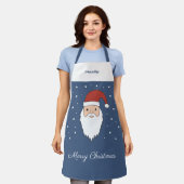 Tablier bleu nuit et Père Noël (Porté)