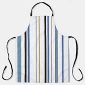 Tablier Bleu Or et Rayures de couleur de plage blanche (Recto)