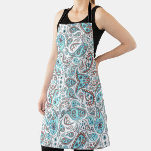 Tablier Bleu Paisley Boho Apron