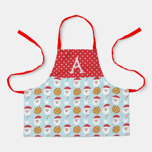 Tablier Bleu Père Noël Lait et biscuits Apron, petit tabli