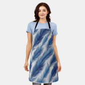 Tablier Bleu Plumes Motif (Porté)