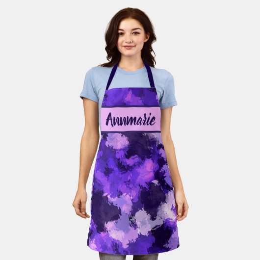 Tablier Bleu pourpre et formes Abstraites Cool (Porté)