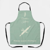 Tablier Bleu poussiéreux avec broche à rouleaux de crème e (Recto)