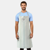 Tablier Bleu Poussiéreux Neutre Initial Rayure Rustique Ma (Porté)