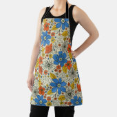 Tablier Bleu rétro, Jaune & Orange Floral (Insitu)