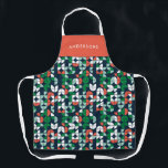 Tablier bleu rétro rouge vert moderne Noël<br><div class="desc">Tablier cadeau de Noël moderne bleu rouge rétro design</div>