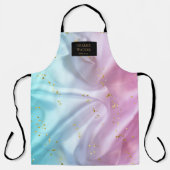 Tablier bleu rose satin esthéticienne salon monogramme apr (Recto)