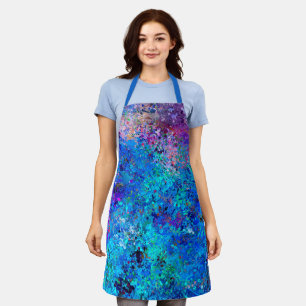 Tablier Bleu rose Turquoise gouttes Abstraction