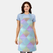 Tablier bleu rose violet Carrés tout-en-dessus (Porté)