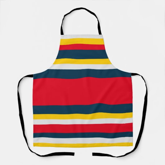 Tablier Bleu rouge Jaune Uniforme rayures (Recto)