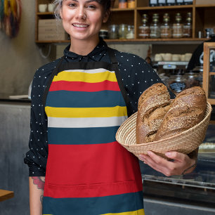 Tablier Bleu rouge Jaune Uniforme rayures