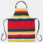 Tablier Bleu rouge rayures jaunes (Recto)