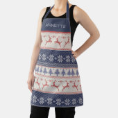 Tablier Bleu rouge scandinave Motif de Noël personnalisé (Insitu)