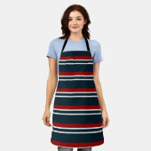 Tablier Bleu Rouge uniforme rayures (Porté)