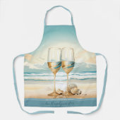 Tablier Bleu sable faux doré Champaigne verre personnalisé (Recto)