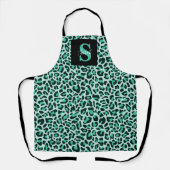 Tablier bleu sarcelle tendance monogramme imprimé (Recto)