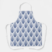 Tablier Bleu sur blanc Motif Fleurs Art Déco (Recto)