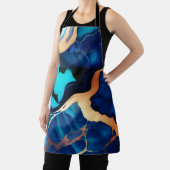 Tablier Bleu tendance en or faux marbre (Insitu)