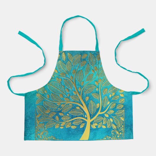 Tablier bleu turquoise et or (Recto)