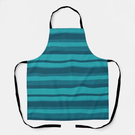Tablier bleu turquoise nuances rayées motif vertical (Recto)
