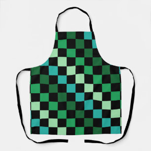 Tablier Bleu vert À damiers En vichy Motif