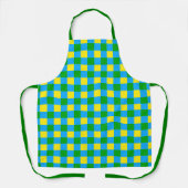 Tablier Bleu Vert Jaune Chèque Plaid Design Motif (Recto)